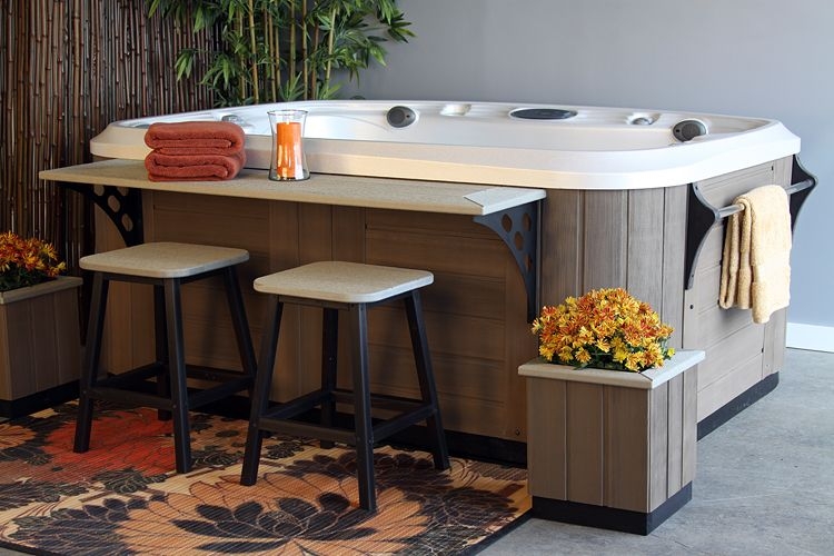 Modern Hot Tub Surround with Seating and Planters