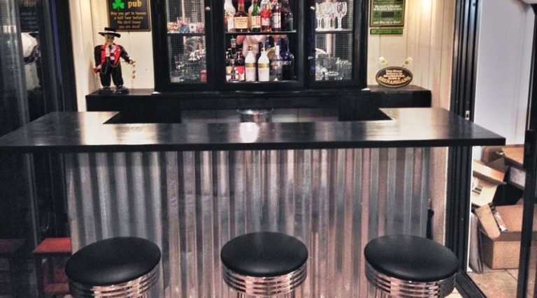 Modern Industrial Hot Tub Bar with Metallic Accents