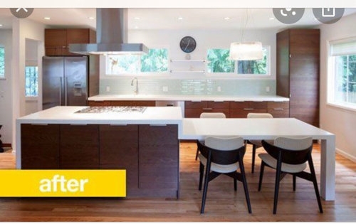Modern Kitchen Island with Integrated Dining Table