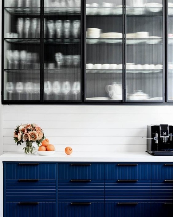 Modern Kitchen with Fluted Glass Cabinets