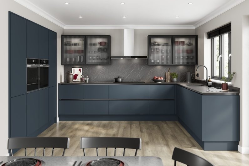 Modern Kitchen with Fluted Glass Cabinets