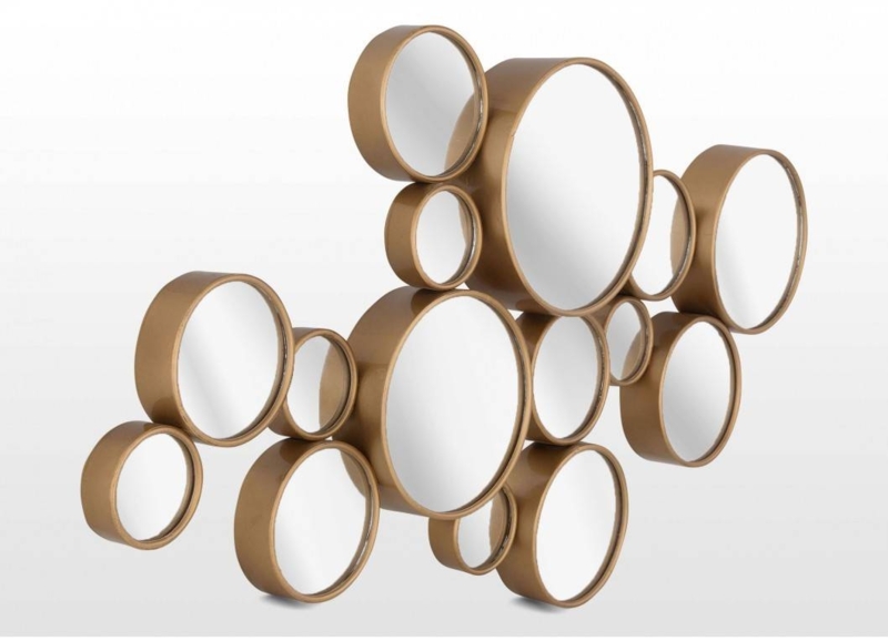 Modern Large Bubble Mirrors with Gold Frames