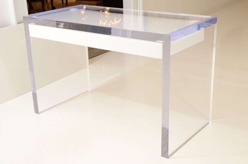 Modern Large Lucite Writing Desk with Drawers