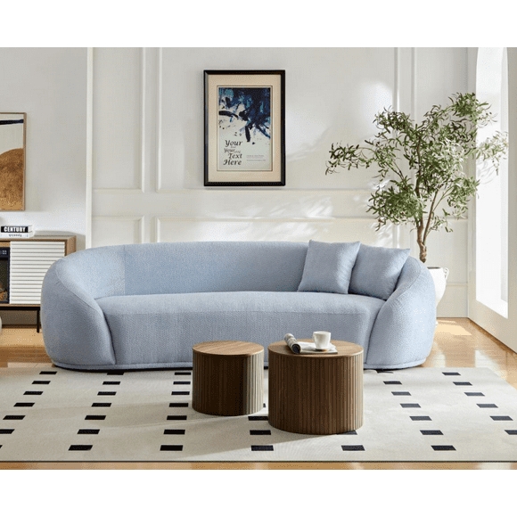 Modern Light Blue Half Moon Shaped Couch