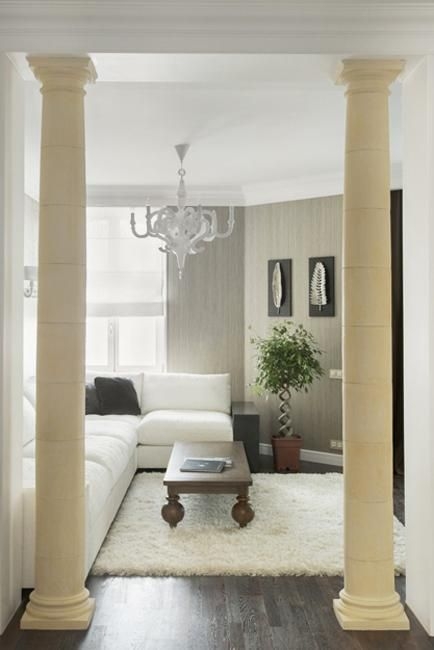 Modern Living Room with Decorative Columns