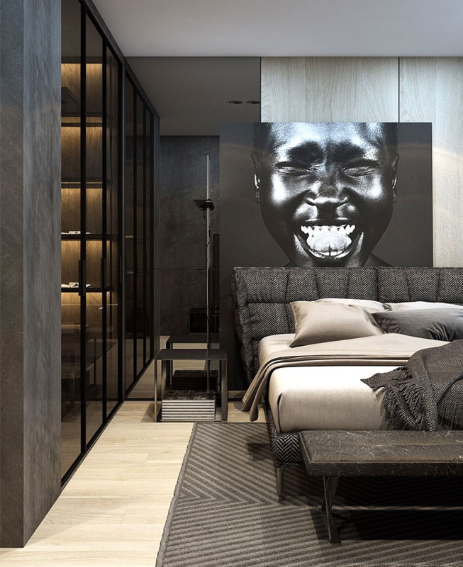 Modern Masculine Bedroom with Bold Artwork