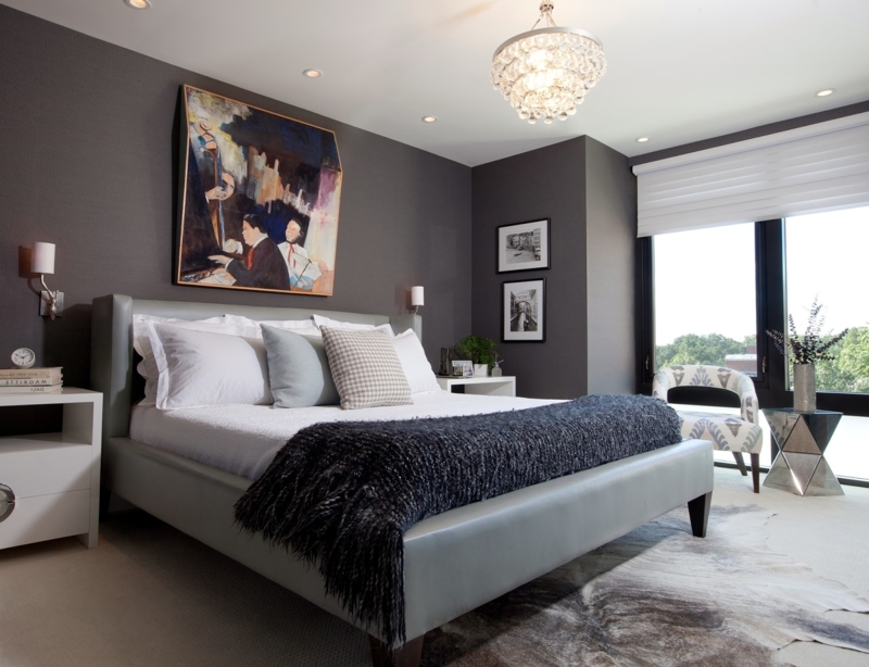 Modern Masculine Bedroom with Dramatic Wall Art