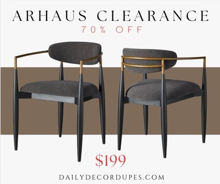 Modern Mid-Century Style Chairs with Brass Accents