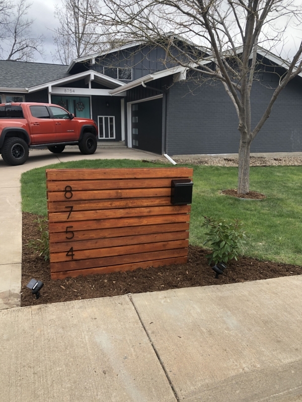Modern Mid Century Wooden Mailbox with House Numbers