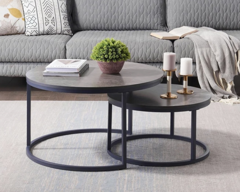 Modern Nesting Coffee Tables with Metal Frames