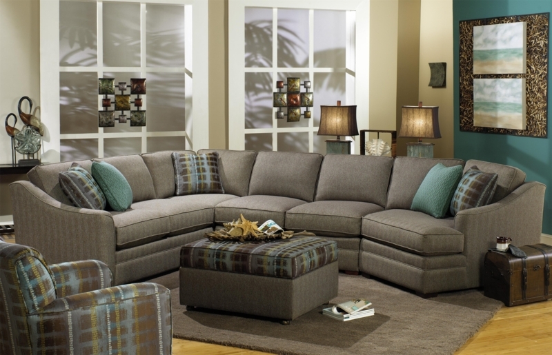 Modern Neutral Cuddler Sectional Sofa with Accent Pillows