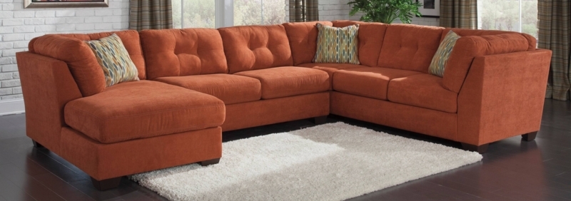 Modern Orange Sectional Sofa with Plush Cushions