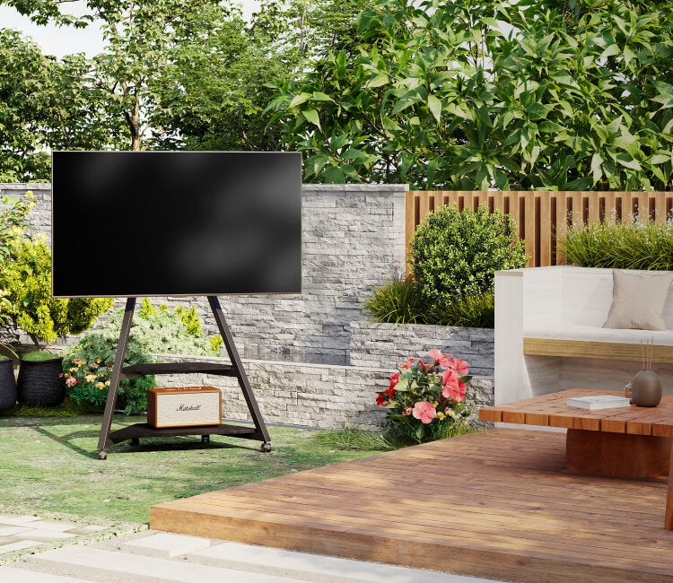 Modern Outdoor TV Stand with Stylish Garden Setup