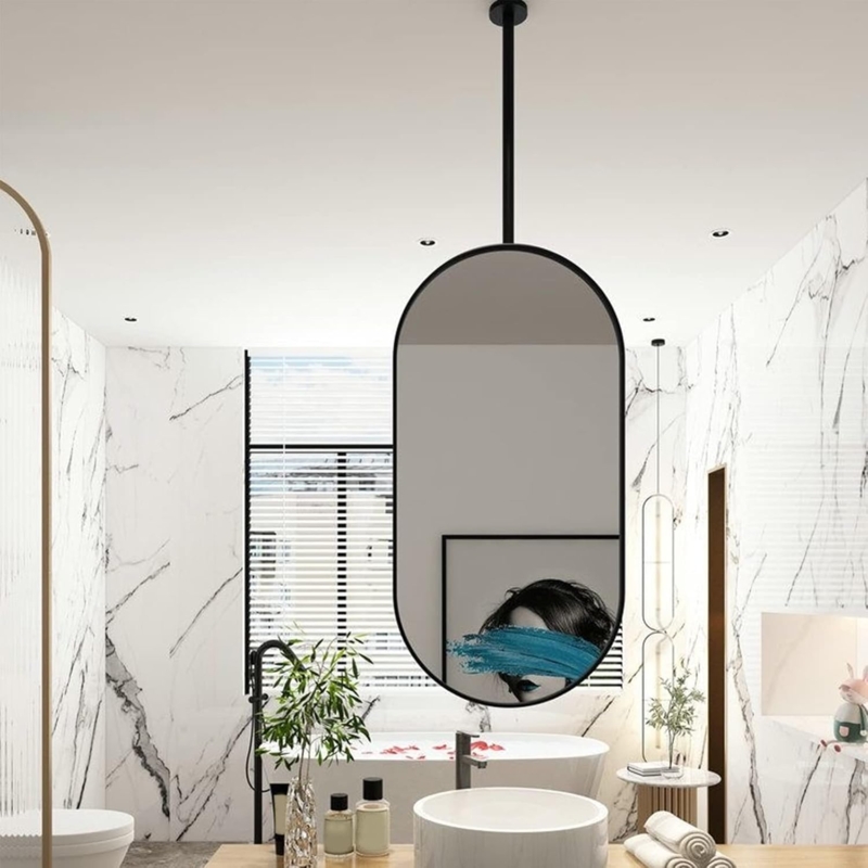 Modern Oval Ceiling Mounted Bathroom Mirror