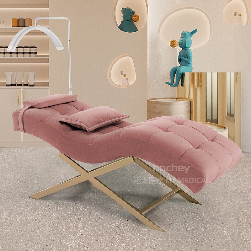 Modern Pink Memory Foam Beauty Salon Recliner
