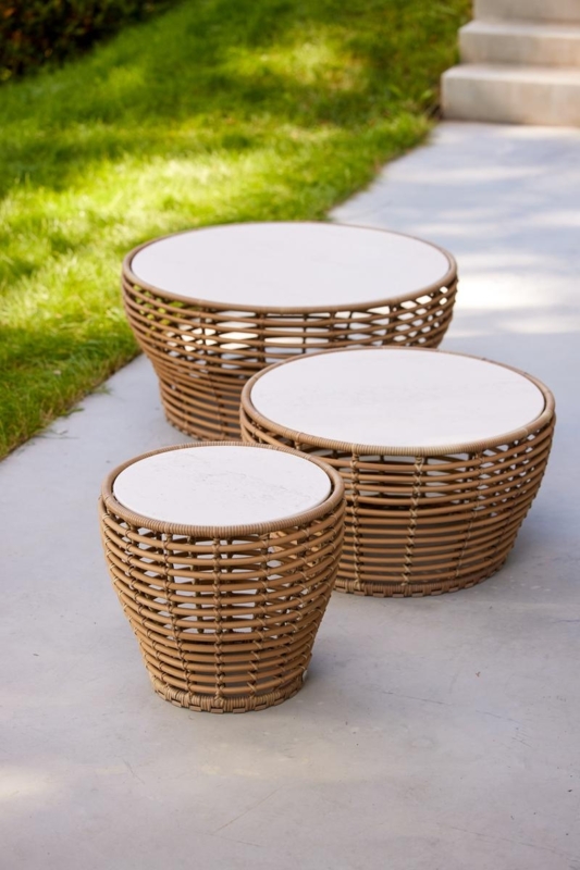 Modern Rattan Cane-line Basket Coffee Tables Outdoor