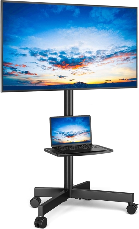 Modern Rolling TV Stand with Laptop Shelf