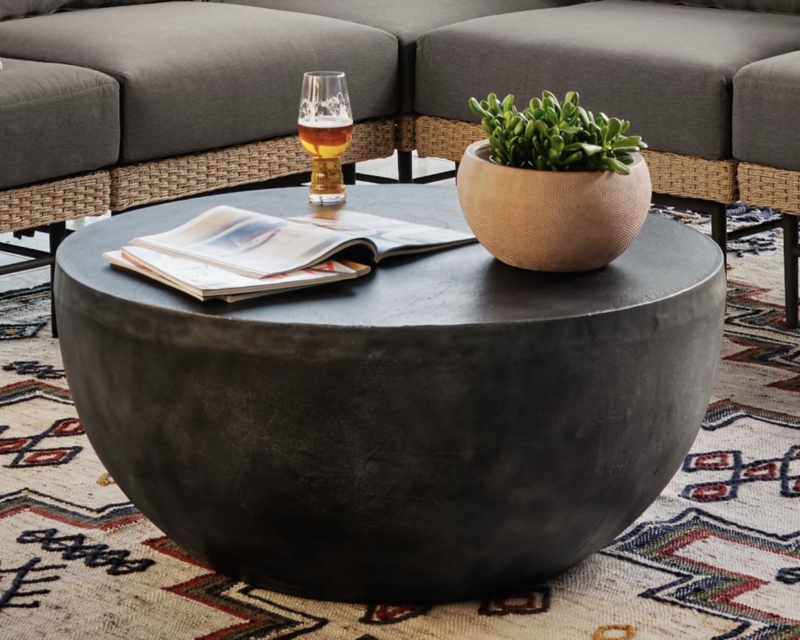 Modern Round Black Concrete Coffee Table