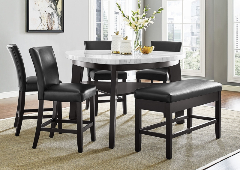 Modern Round Carrara Marble Dining Table Set