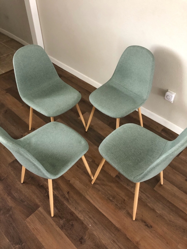 Modern Sage Green Dining Chairs with Wooden Legs