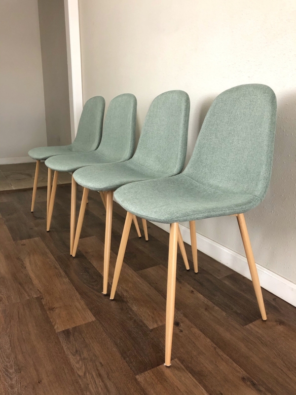 Modern Sage Green Dining Chairs with Wooden Legs