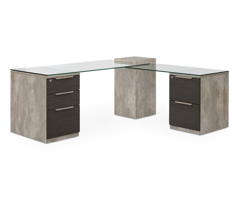 Modern Scandinavian L-Shaped Glass Office Desk
