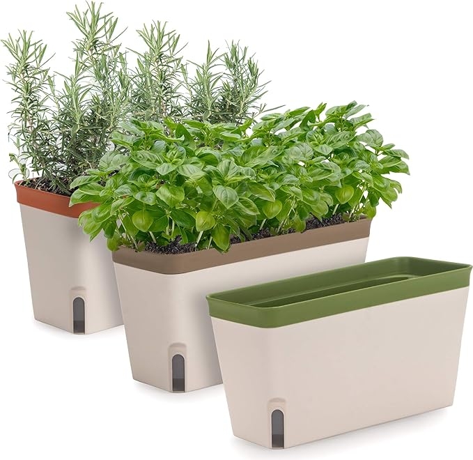 Modern Self-Watering Window Herb Planter Boxes