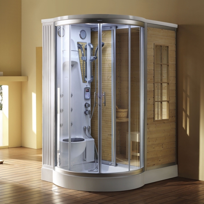 Modern Shower Sauna Combo with Glass Doors