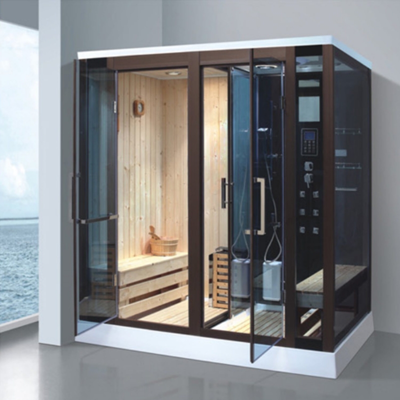 Modern Sliding Door Steam Sauna and Shower Combo