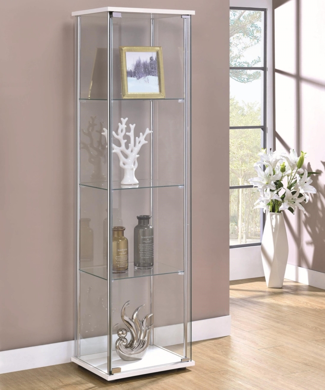 Modern Small Glass and Wood Curio Display Cabinet
