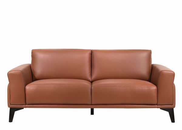 Modern Terracotta Leather Sofa with Sleek Design