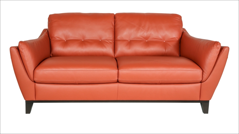 Modern Terracotta Leather Sofa with Sleek Design