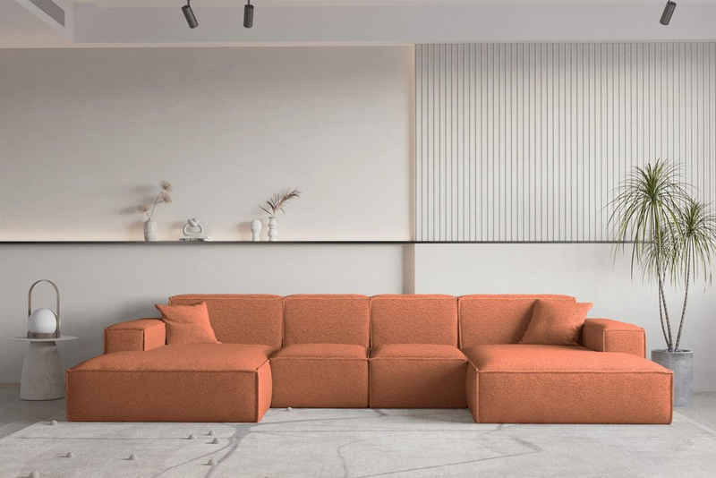 Modern Terracotta Sectional Sofa in Minimalist Living Room