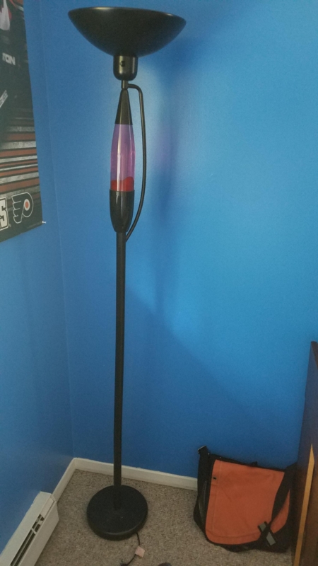 Modern Torchiere Floor Lamp with Red Lava Design