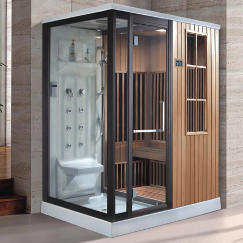 Modern Traditional Steam Sauna with Glass Door