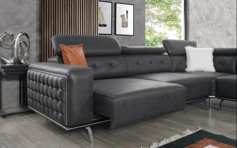 Modern Turkish Leather Sofa with Adjustable Headrests