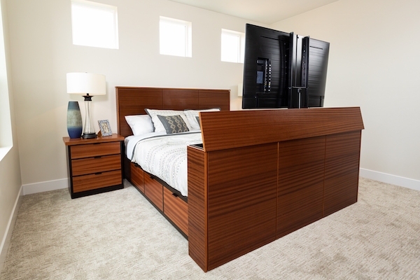 Modern TV Bed Frame with Built-in Lift Mechanism