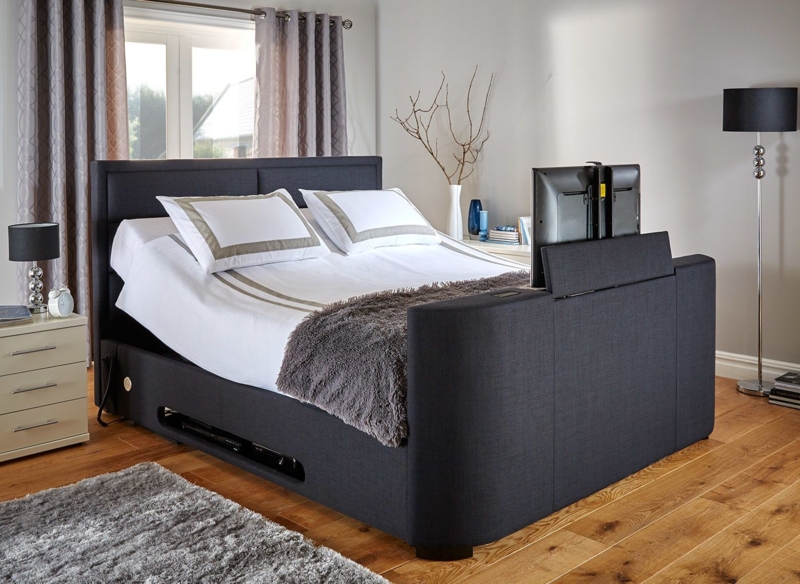 Modern TV Bed with Hidden Screen and Storage