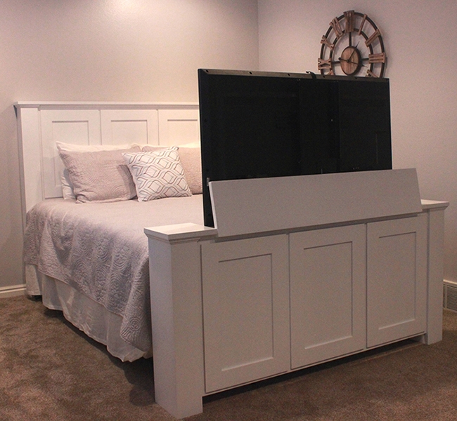 Modern TV Lift Bed with Hidden Storage
