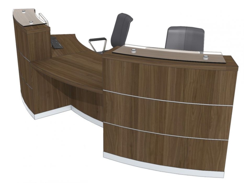 Modern Two-Person Curved Wood Reception Desk