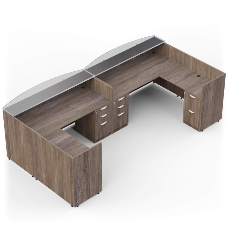 Modern Two-Person Reception Desk with Glass Top