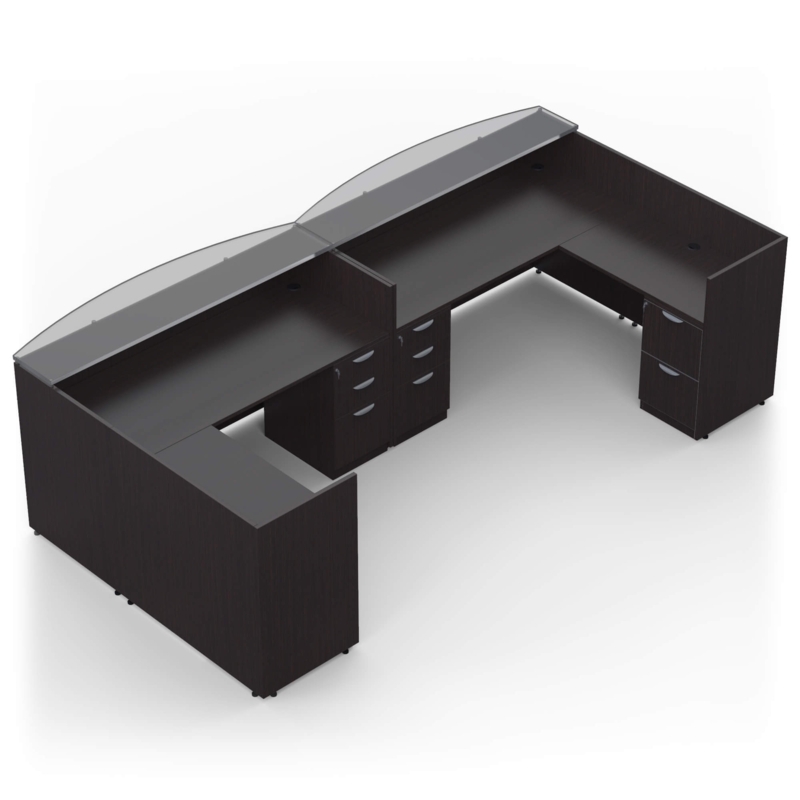 Modern Two-Person Reception Desk with Glass Top