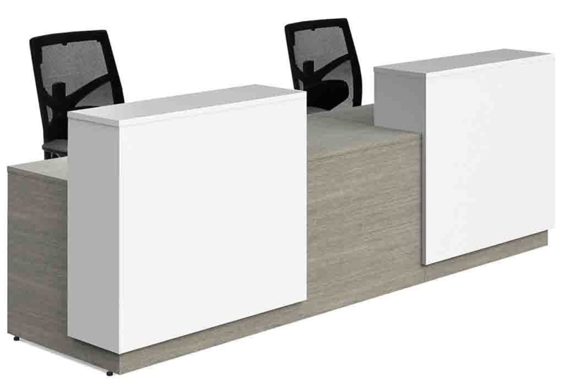 Modern Two-Person Reception Desk with Storage Drawers