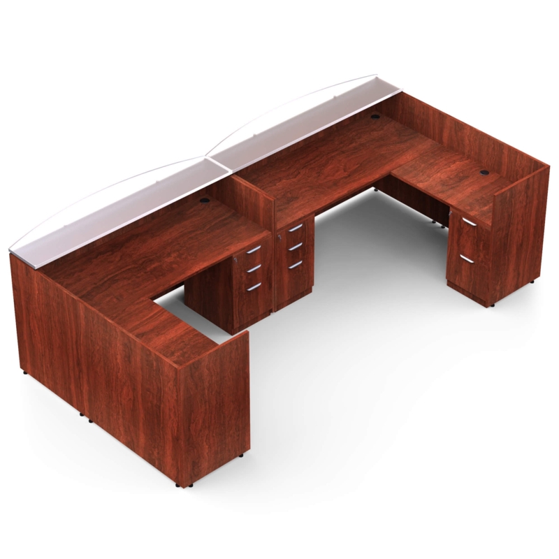 Modern Two-Person Small Reception Desk with Glass Top