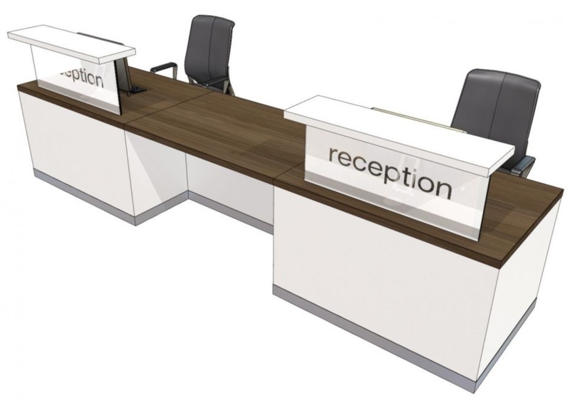 Modern Two-Person Straight Reception Desk Design