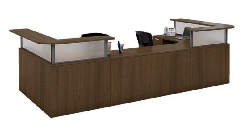 Modern Two-Person Wood Reception Desk Design