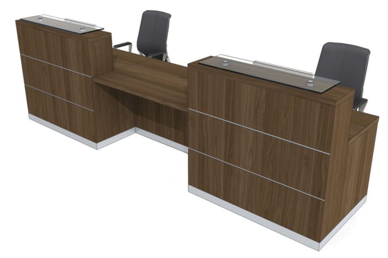 Modern Two-Person Wooden Reception Desk