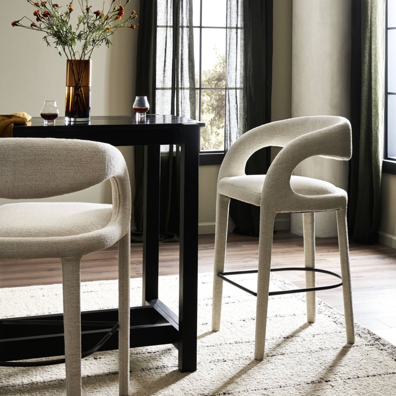 Modern Upholstered Bar Counter Stools in Neutral Tones