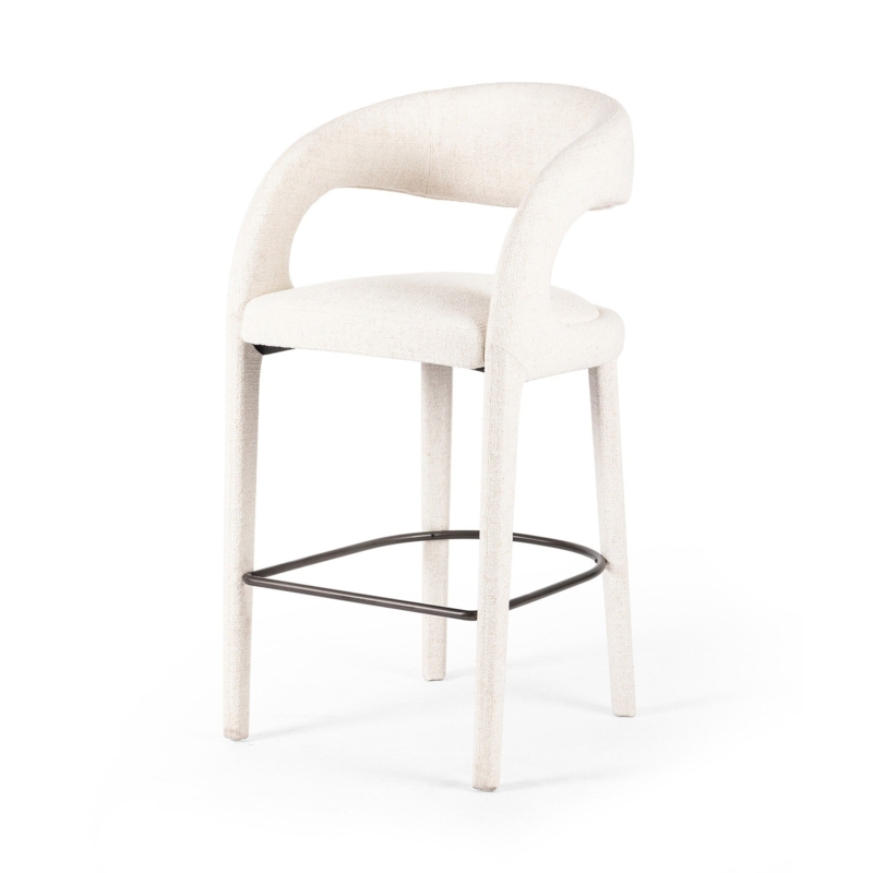 Modern Upholstered White Bar Counter Stool