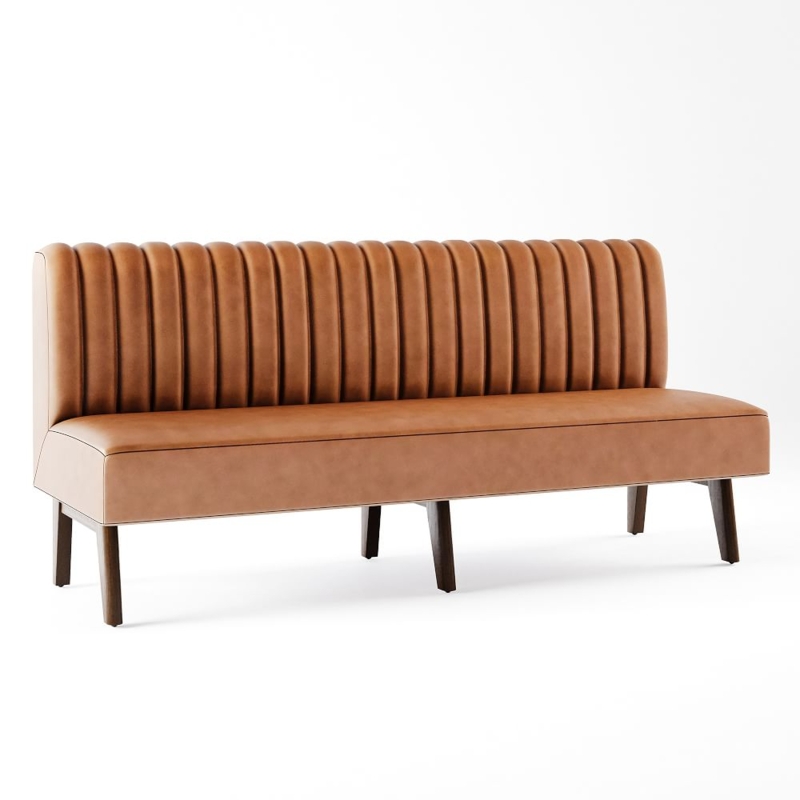 Modern Vegan Leather Banquette with Vertical Channel Tufting